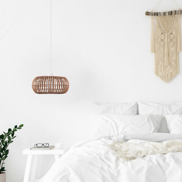 Globe Electric Company 1Light PlugIn Or Hardwire Rattan Shade Pendant